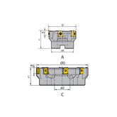 Face milling FMP03 Kr: 89° FMP03-050/063/080/100/125/160/200-A22/A27/B32/C40-LN12/LN12/LN15-04/05/06/07C - Makotools Industrial Supply Tools for Metal Cutting